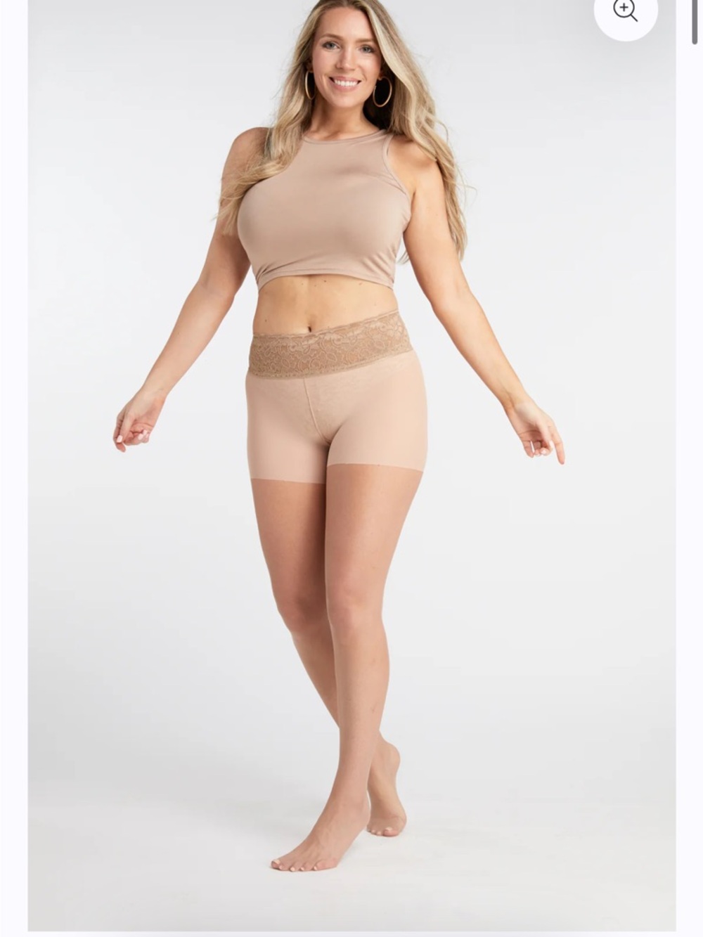 Lace-Waist Shaping Boyshorts - Nude